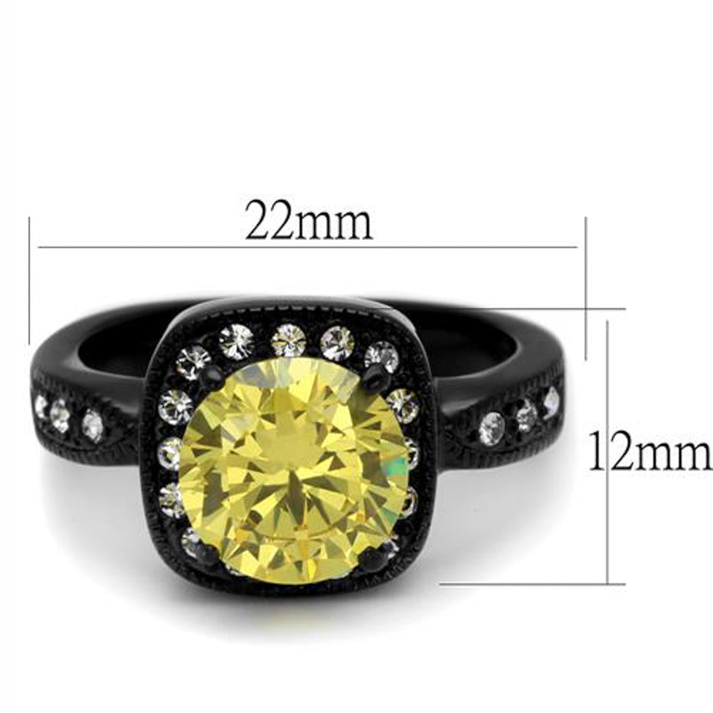 ARTK2208 Black Halo Design 3.25 Ct Round Cut Yellow & Clear CZ Fashion Ring Size 5-10